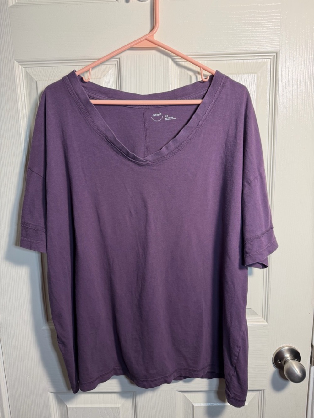 Women’s aerie Lavender V-Neck Oversized Short Sleeve Tee